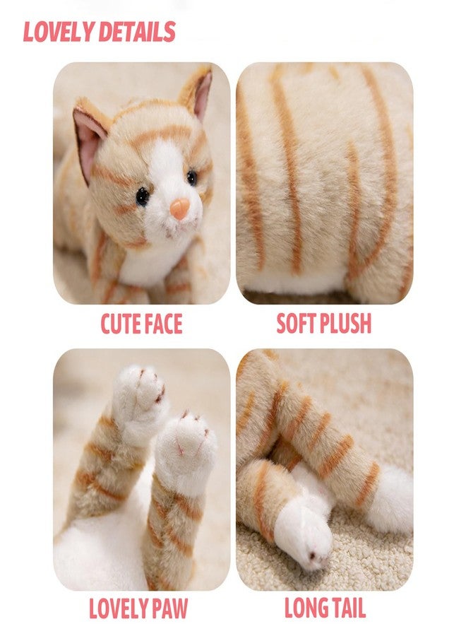 PEACH CAT Striped Cat Stuffed Animal 9.8" Realistic Kitten Plushies Soft Plush Toys Gifts for Kids Yellow - Image 3